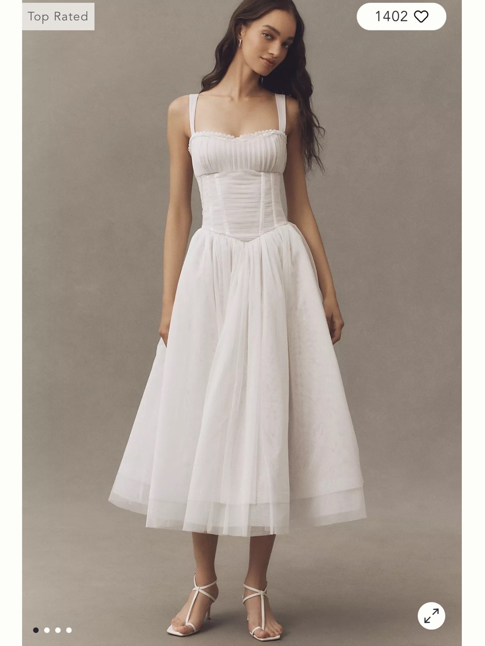 BHLDN Sleeveless Corset Tulle Fit & Flare Midi Dress